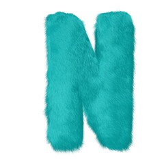 Wall Mural - Symbol made of turquoise fur. letter n