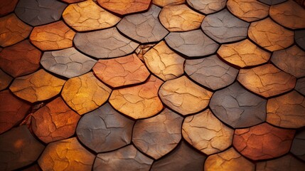 Wall Mural - A close-up of a textured terracotta tile floor, showcasing its earthy hues and unique, handcrafted patterns.