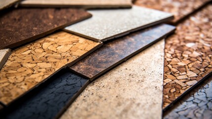Wall Mural - A detailed shot of cork flooring with its distinctive, soft texture and natural color variations.