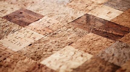 Wall Mural - A detailed shot of cork flooring with its distinctive, soft texture and natural color variations.