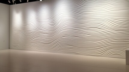Wall Mural - A textured epoxy wall with raised patterns and a matte finish, creating an artistic focal point in a contemporary gallery.