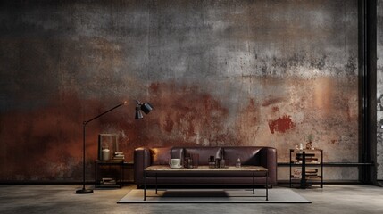 Wall Mural - An industrial-style epoxy wall with a rough, weathered texture, lending a rugged charm to a hip urban loft.