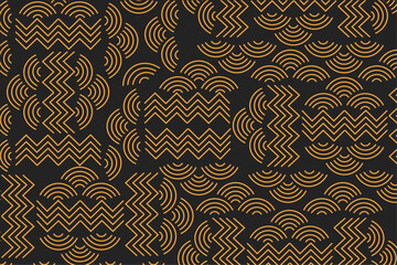 Wall Mural - Luxury gold background pattern seamless geometric line circle wave abstract design vector illustration. Christmas seamless pattern background.