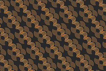 Wall Mural - Luxury gold background pattern seamless geometric line circle wave abstract design vector illustration. Christmas seamless pattern background.