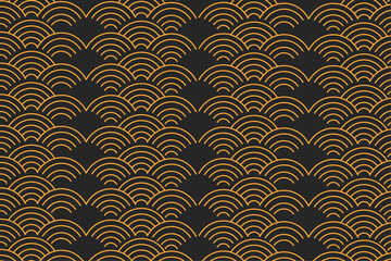 Wall Mural - Luxury gold background pattern seamless geometric line circle wave abstract design vector illustration. Christmas seamless pattern background.