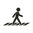 Isolated black pictogram man walking on walk lane, for cross walk of pedestrian walkway line sign