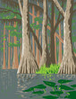 WPA poster art of Everglades National Park, the largest tropical wilderness located in Florida USA done in works project administration or federal art project style.
