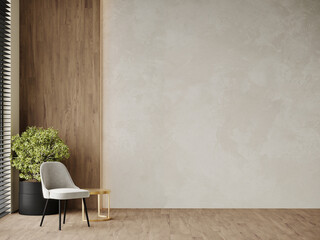 Wall Mural - Light beige living room - modern interior hall and furniture design. Mockup for art - ivory taupe empty texture plaster microcement wall. Luxury premium nude accent lounge reception. 3d render