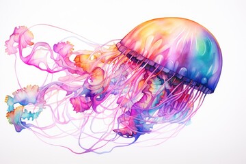 watercolor Jellyfish Ocean Water Jellyfish watercolor illustration. Medusa painting