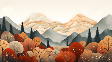 Wall Mural - mountains, in the style of graphic design