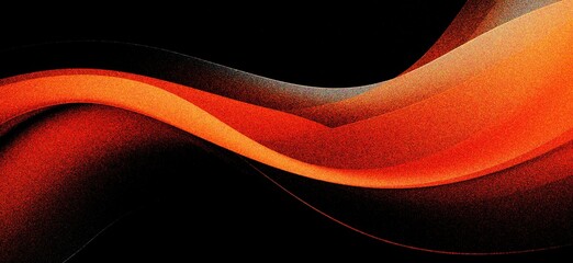 Wall Mural - orange black wavy gradient background with grain and noise texture for header poster banner backdrop design