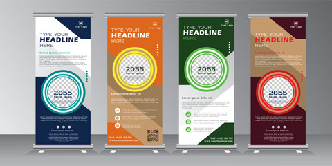 Wall Mural - Roll up banner template design, banner layout, advertisement, pull up, image space roll up banner colorful background. print ready, vector eps 10