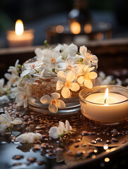 Wall Mural - candles and flowers on the table