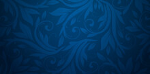 Vector Illustration Blue Background With Ornamental Floral Pattern For Presentations Marketing, Decks, Ads, Books Covers, Digital Interfaces, Print Design Templates Material, Wedding Invitation Cards