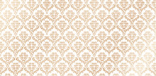 Vector Illustration Seamlessly Patterns Golden Damask Wallpaper For Presentations Marketing, Decks, Canvas For Text-based Compositions: Ads, Book Covers, Digital Interfaces, Print Design Templates