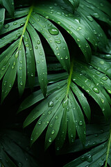 Canvas Print - leaves with water drops