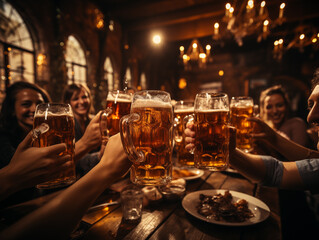 Wall Mural - glass of beer on bar counter