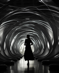 people walking in the tunnel