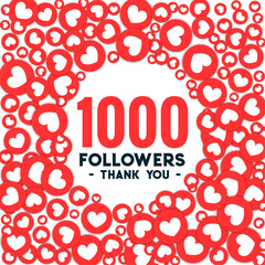 Poster - thank you 1000k online followers heart pattern background design