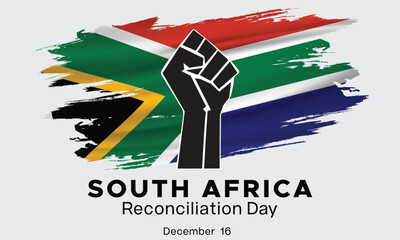 South Africa Reconciliation Day design with a freedom hand symbol over a grunge south African flag. Vector illustration