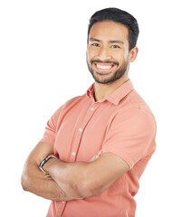 Wall Mural - man, smile and portrait confidence for fashion or cool style, positive or isolated on transparent pn