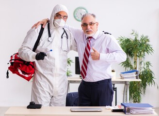 Sticker - Old employee catching coronavirus at workplace