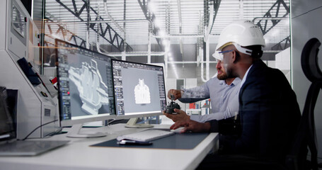 Engineer Doing 3D CAD Model Design On Computer