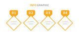 Fototapeta  - Vector infographic design template with 4 options or steps. With a yellow composition