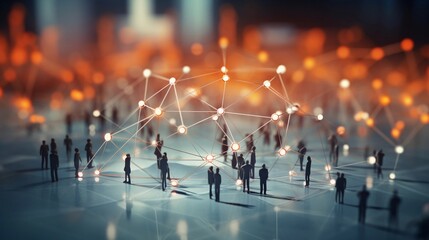 design an illustration that visualizes the expansion of a business network, using interconnected nod