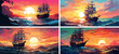 mysterious picture painting shine pastel seascape canvas glow artist ship sketch creativity oil