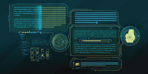 Wall Mural - exploration interface by sci-fi infographics.