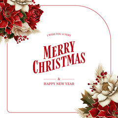 Merry Christmas and Happy New Year greeting card template.