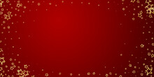 Christmas Stars Vector Overlay. Magic Stars Luxury Sparkling Confetti. Christmas Spirit. Festive Stars Vector Illustration On Red Background.