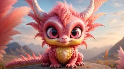 baby cartoon pink dragon fantasy