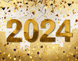 modern 2024 new year eve background with golden confetti