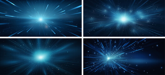 Poster - light background glowing abstract blue energy speed effect space burst explosion illustration 