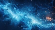 Abstract Industrial Background With Swirling Blue Fire-like Particles In Motion