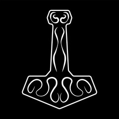 Wall Mural - Mjolnir silhouette. God of thunder symbol. Thors hammer icon. Vector illustration image.