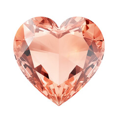 peach color of heart diamond isolated on transparent background,transparency 