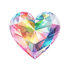 Rainbow heart diamond isolated on transparent background,transparency 