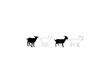 Goat Silhouette and Outline in various poses isolated on white background
