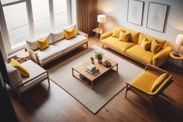 Wall Mural - Top view of living room interior