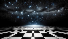 Cosmic Checkered Floor With Distant Starlight