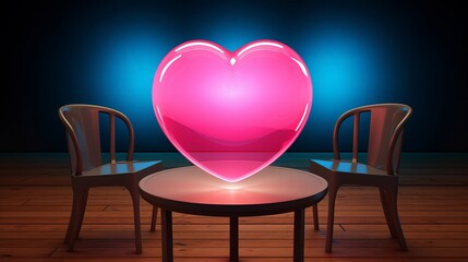 Canvas Print - Heart on a table with a blurred background. A place for lovers.