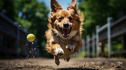 A Joyful Mutt Playing Fetch In A Park Playful , Background For Banner, HD