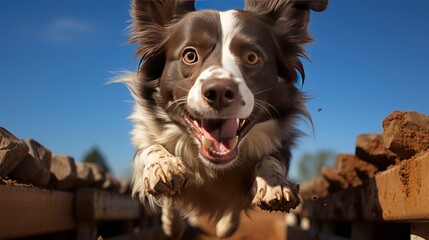 A Joyful Mutt Leaping Over A Hurdle Hurdle Jump , Background For Banner, HD