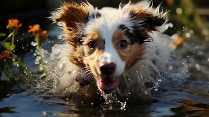 A Joyful Mutt Splashing In A Shallow Stream Splash , Background For Banner, HD