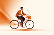A male cyclists showing a road racer, ebike rider or a mountain biker shown in a contemporary athletic abstract design, computer Generative AI stock illustration image