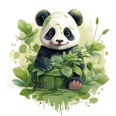 Sticker - panda with bamboo