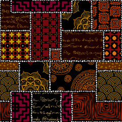 Aufkleber - Grunge Geometric Vector Seamless Pattern made in ethnic style. African traditional design. Creative boho pattern.